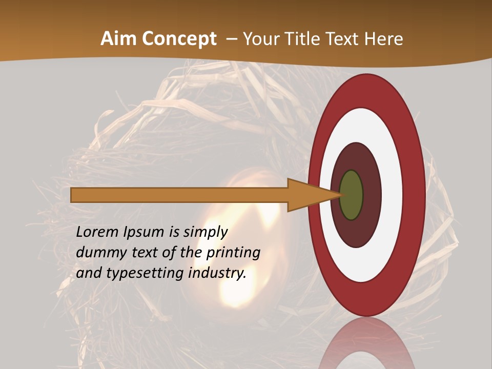 Golden Egg Inside A Nest On Black Background PowerPoint Template
