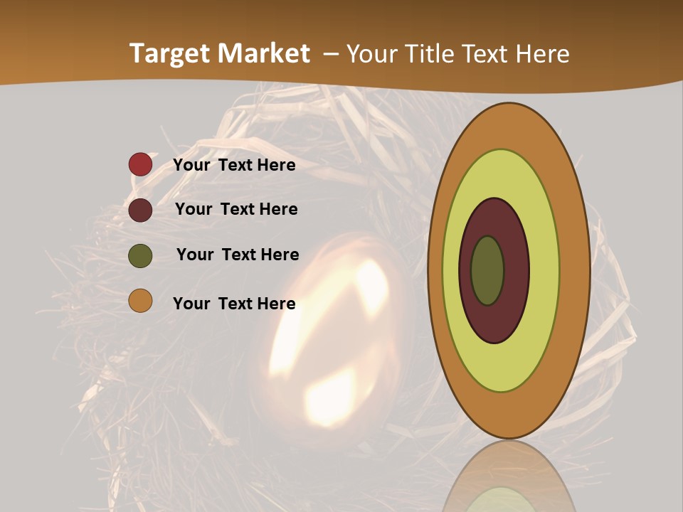 Golden Egg Inside A Nest On Black Background PowerPoint Template