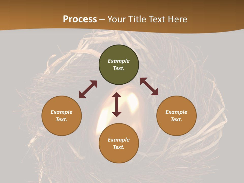 Golden Egg Inside A Nest On Black Background PowerPoint Template