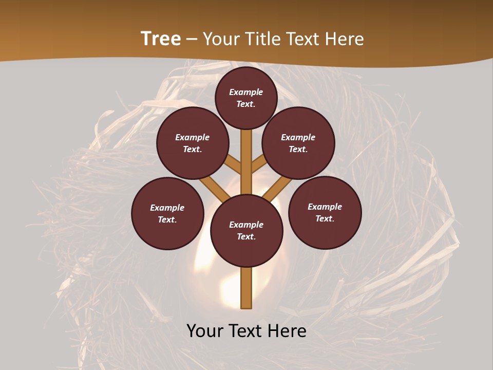 Golden Egg Inside A Nest On Black Background PowerPoint Template