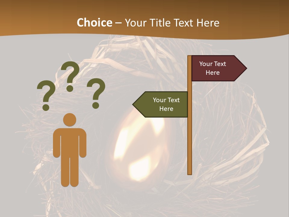 Golden Egg Inside A Nest On Black Background PowerPoint Template