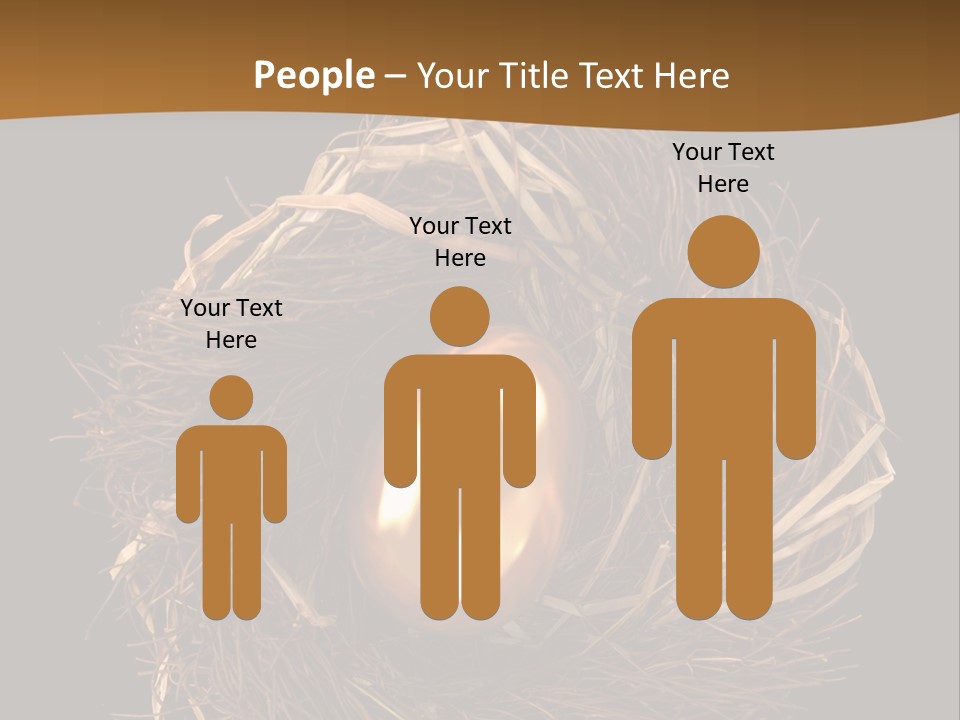 Golden Egg Inside A Nest On Black Background PowerPoint Template