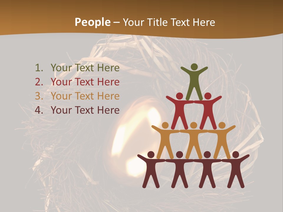 Golden Egg Inside A Nest On Black Background PowerPoint Template