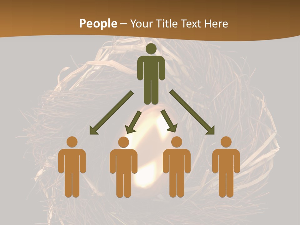 Golden Egg Inside A Nest On Black Background PowerPoint Template