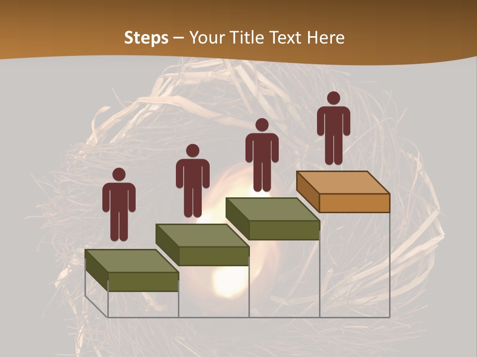 Golden Egg Inside A Nest On Black Background PowerPoint Template