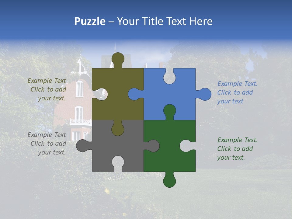 An Ornate, Nineteenth-Century North American Red Brick House In Late Summer. PowerPoint Template