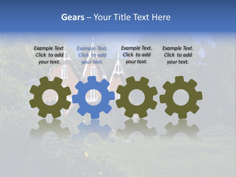 An Ornate, Nineteenth-Century North American Red Brick House In Late Summer. PowerPoint Template