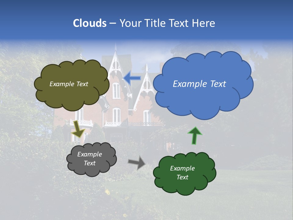 An Ornate, Nineteenth-Century North American Red Brick House In Late Summer. PowerPoint Template