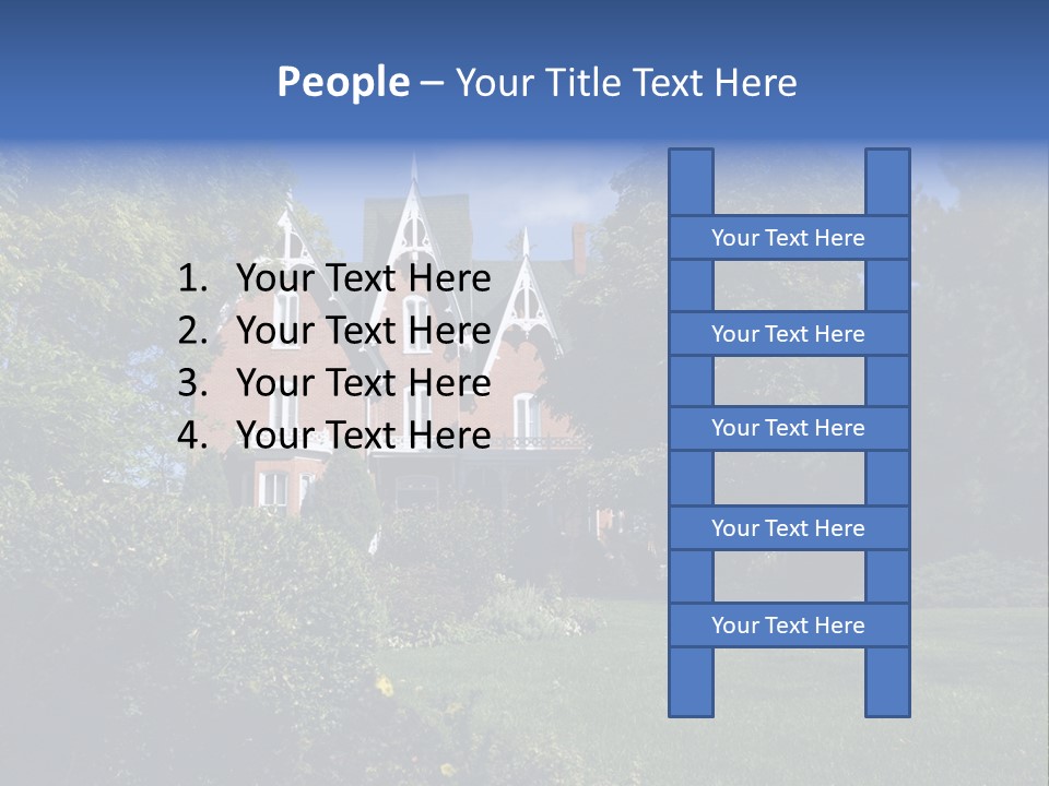 An Ornate, Nineteenth-Century North American Red Brick House In Late Summer. PowerPoint Template