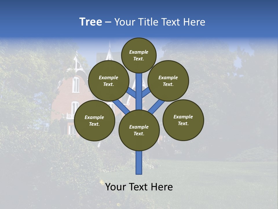 An Ornate, Nineteenth-Century North American Red Brick House In Late Summer. PowerPoint Template