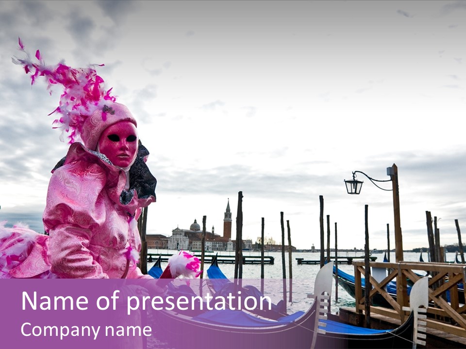 Pink Mask, Venice Carnival, Italy. PowerPoint Template