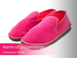 Lady Pink Slippers With Soft Shadow On White Background PowerPoint Template