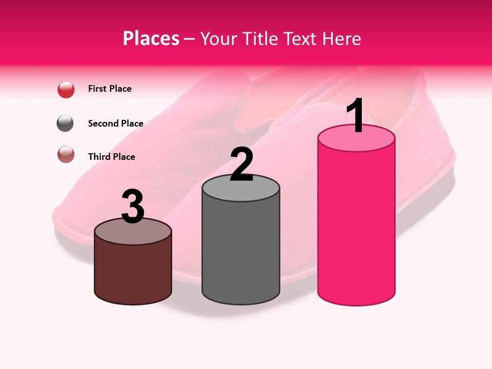 Lady Pink Slippers With Soft Shadow On White Background PowerPoint Template