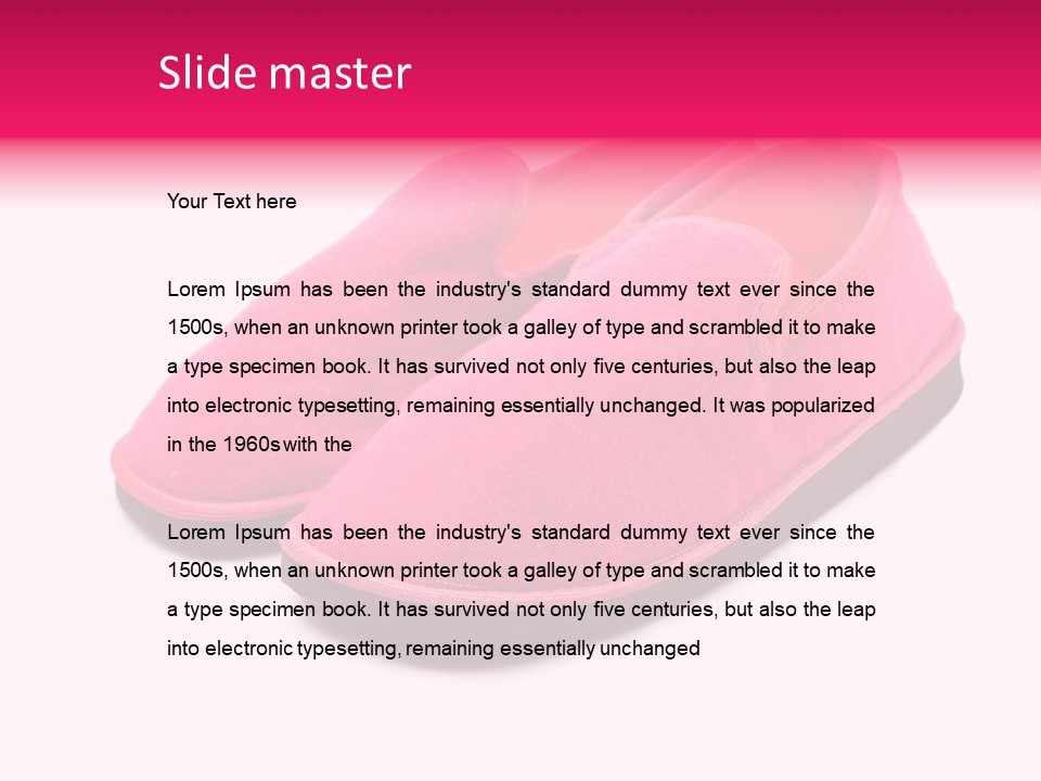 Lady Pink Slippers With Soft Shadow On White Background PowerPoint Template