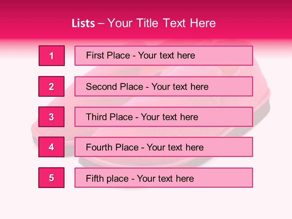 Lady Pink Slippers With Soft Shadow On White Background PowerPoint Template