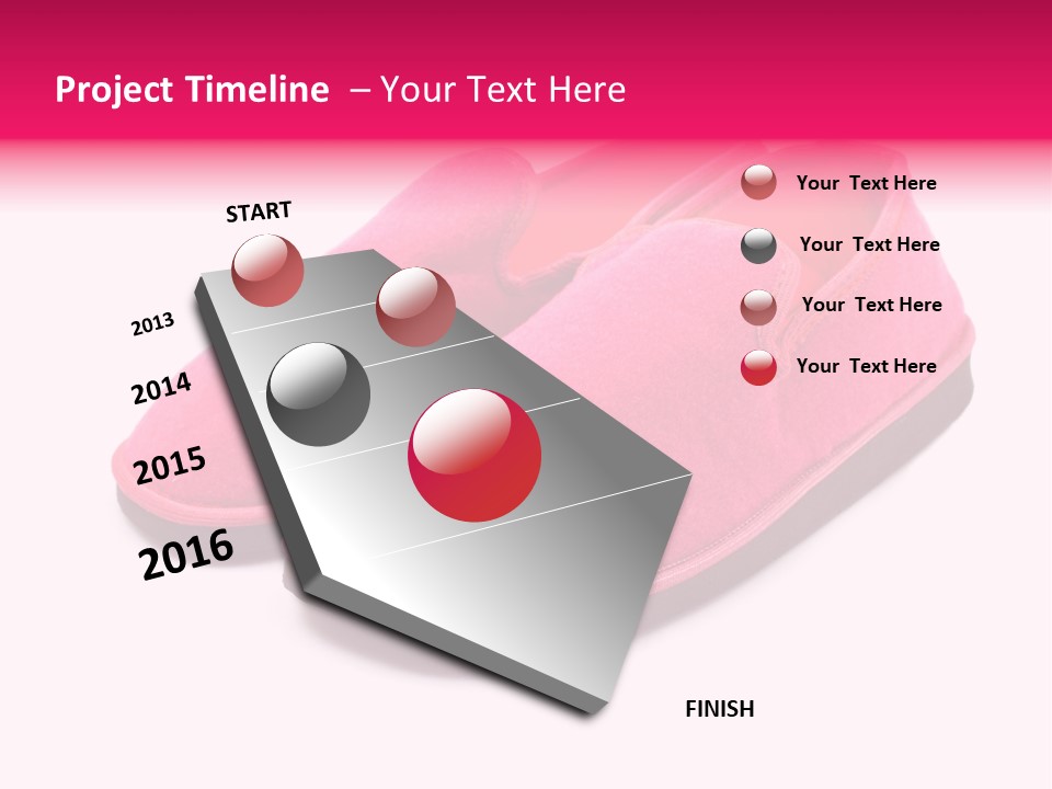 Lady Pink Slippers With Soft Shadow On White Background PowerPoint Template