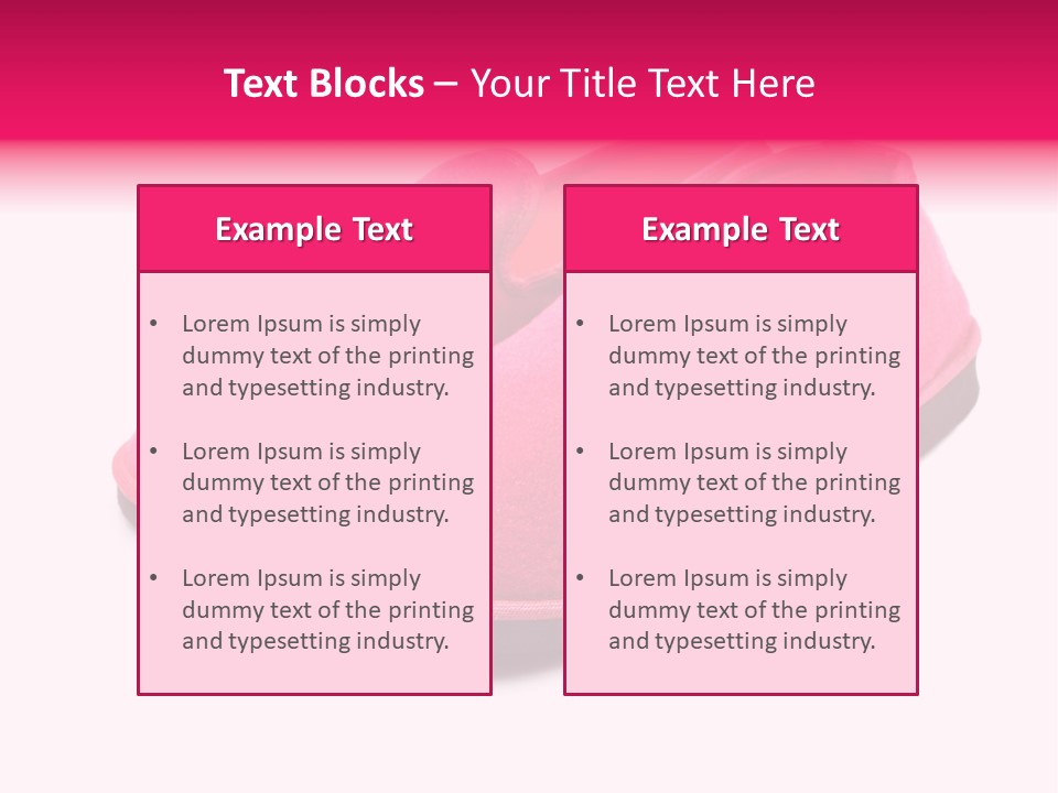 Lady Pink Slippers With Soft Shadow On White Background PowerPoint Template