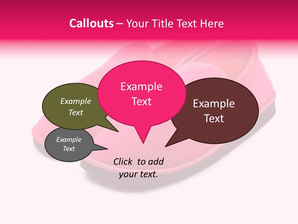 Lady Pink Slippers With Soft Shadow On White Background PowerPoint Template