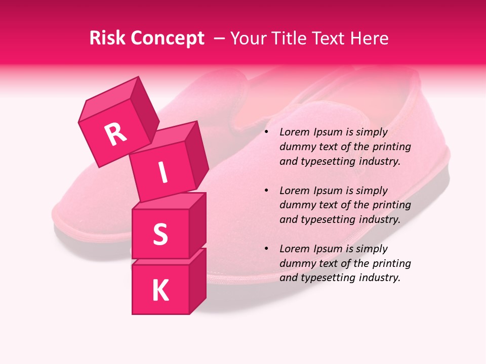 Lady Pink Slippers With Soft Shadow On White Background PowerPoint Template