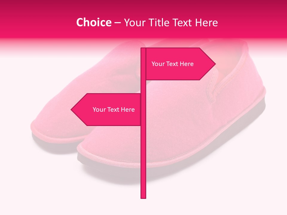 Lady Pink Slippers With Soft Shadow On White Background PowerPoint Template