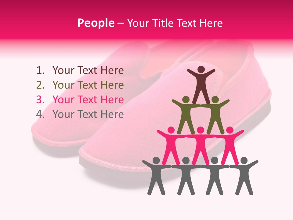 Lady Pink Slippers With Soft Shadow On White Background PowerPoint Template