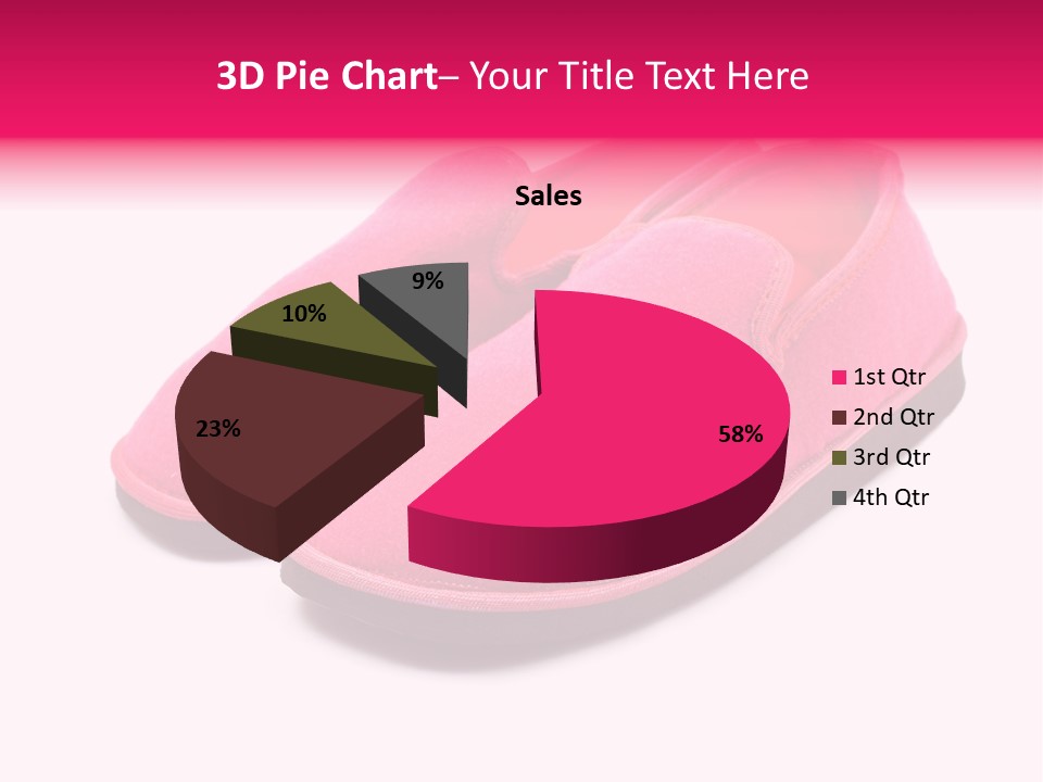 Lady Pink Slippers With Soft Shadow On White Background PowerPoint Template