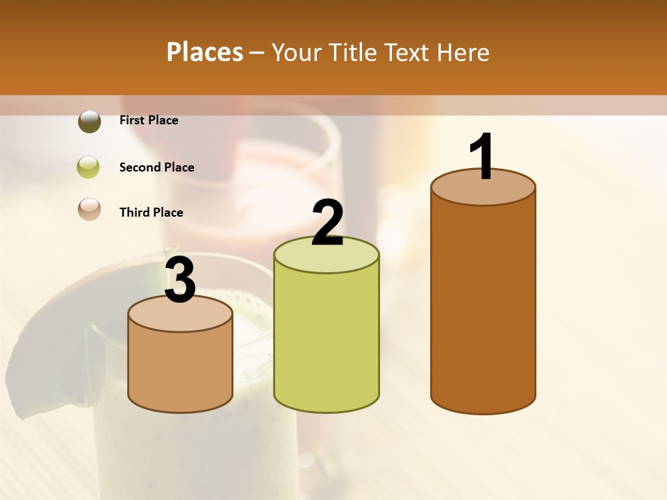 A Group Of Drinks Sitting On Top Of A Wooden Table PowerPoint Template