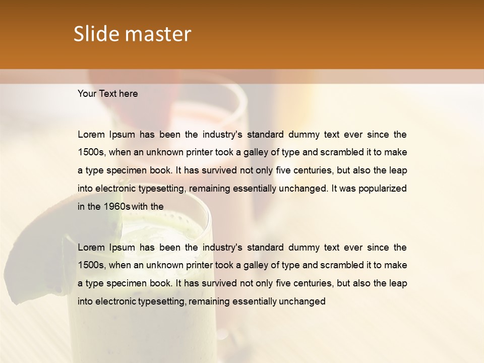 A Group Of Drinks Sitting On Top Of A Wooden Table PowerPoint Template