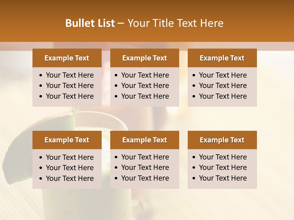 A Group Of Drinks Sitting On Top Of A Wooden Table PowerPoint Template