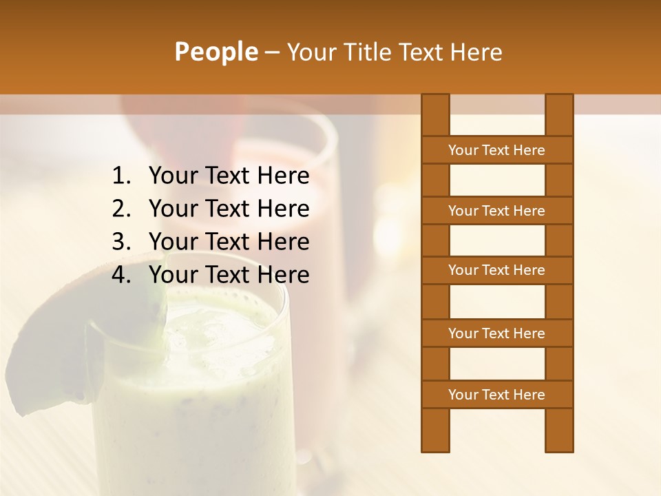 A Group Of Drinks Sitting On Top Of A Wooden Table PowerPoint Template