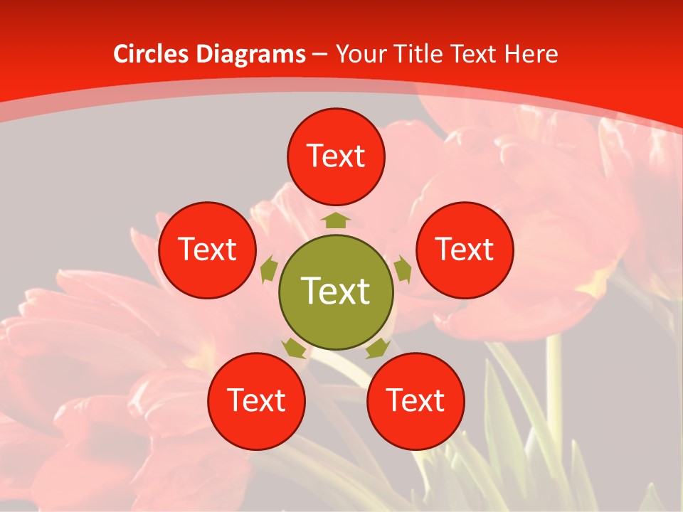 Bouquet Of A Tulips Isolated On A Black Background PowerPoint Template