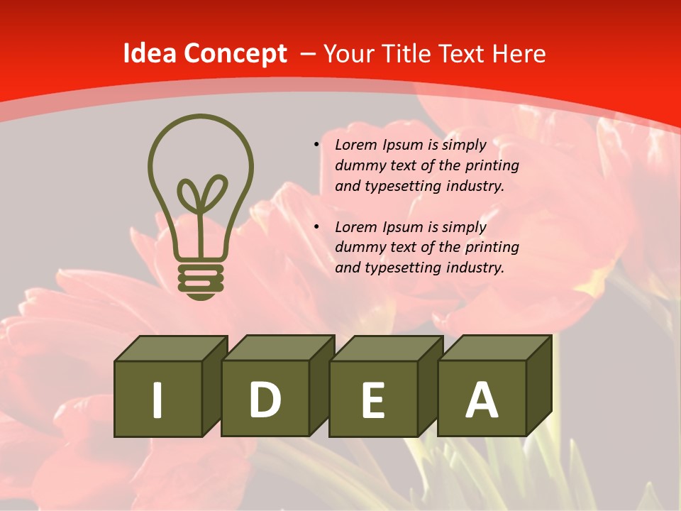 Bouquet Of A Tulips Isolated On A Black Background PowerPoint Template