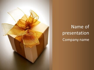 A Small Box Of Appreciation Gift. Shallow Depth Of Field Shot Is Intentional. PowerPoint Template