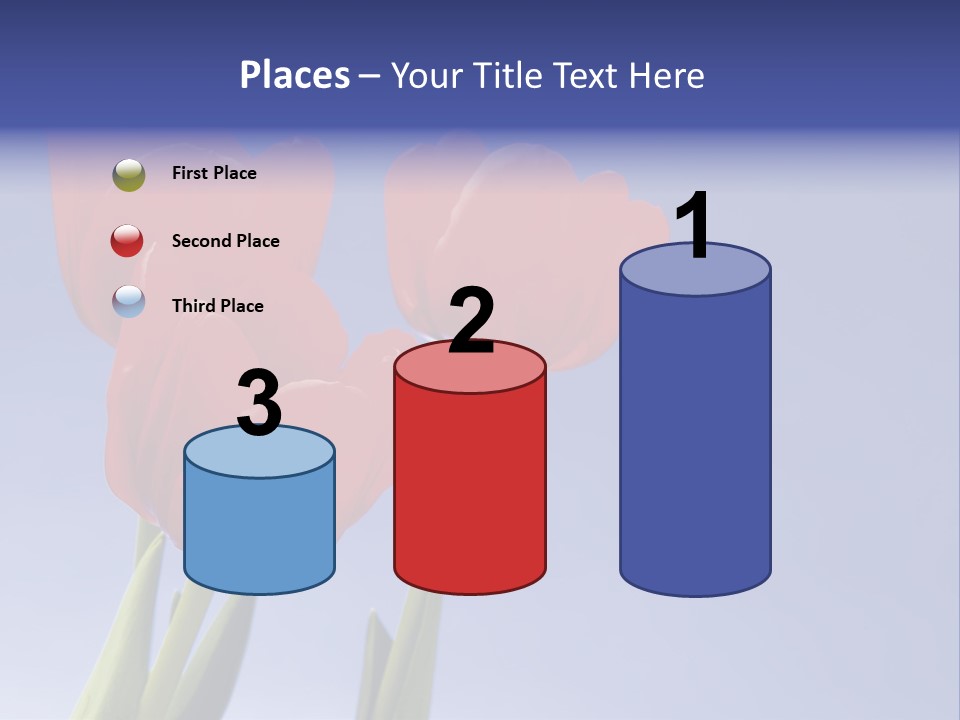 Image Of Red Tulips Against Vivid Blue PowerPoint Template