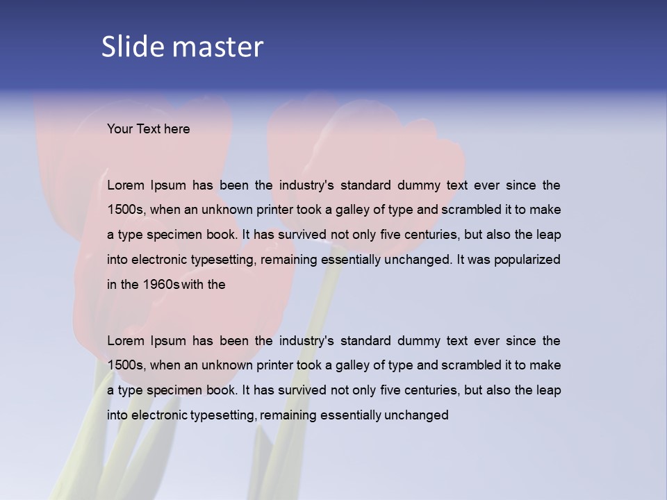 Image Of Red Tulips Against Vivid Blue PowerPoint Template