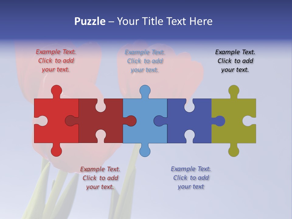 Image Of Red Tulips Against Vivid Blue PowerPoint Template