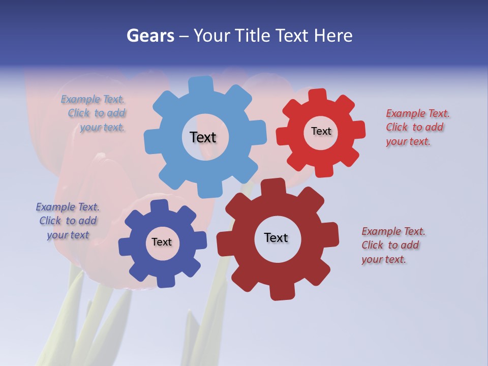 Image Of Red Tulips Against Vivid Blue PowerPoint Template