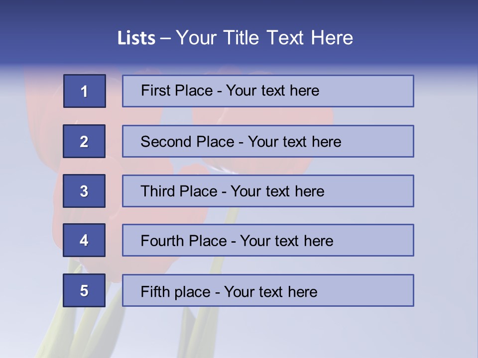 Image Of Red Tulips Against Vivid Blue PowerPoint Template