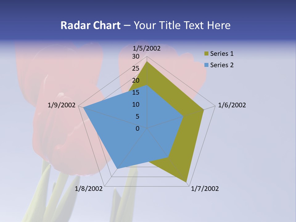 Image Of Red Tulips Against Vivid Blue PowerPoint Template