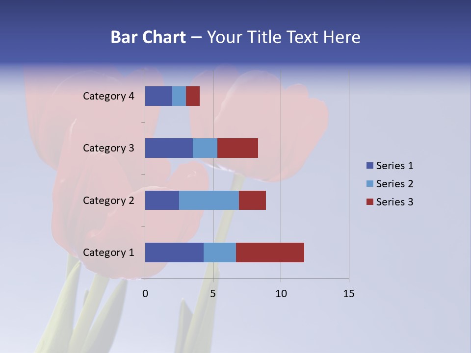 Image Of Red Tulips Against Vivid Blue PowerPoint Template