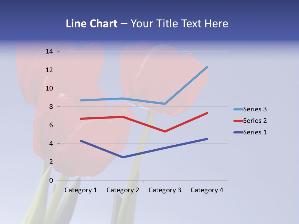 Image Of Red Tulips Against Vivid Blue PowerPoint Template