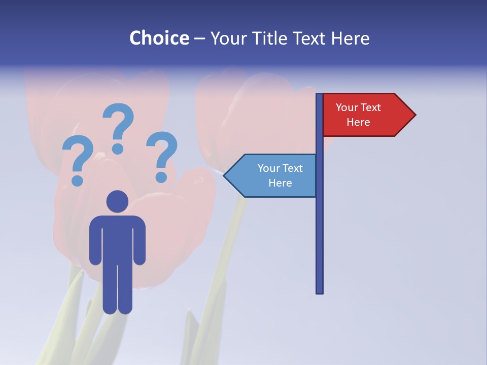 Image Of Red Tulips Against Vivid Blue PowerPoint Template