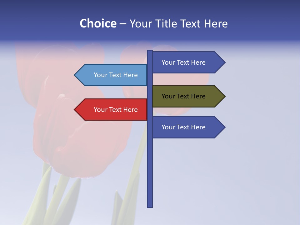 Image Of Red Tulips Against Vivid Blue PowerPoint Template