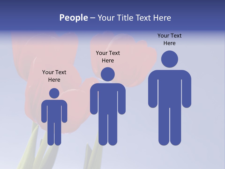 Image Of Red Tulips Against Vivid Blue PowerPoint Template