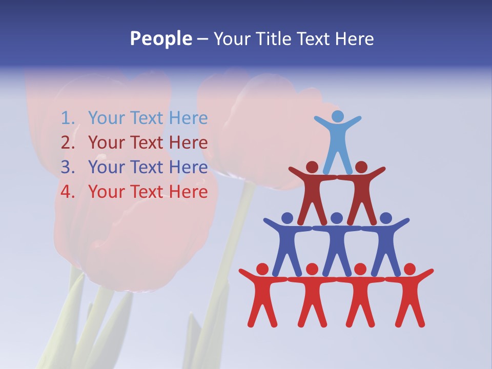 Image Of Red Tulips Against Vivid Blue PowerPoint Template
