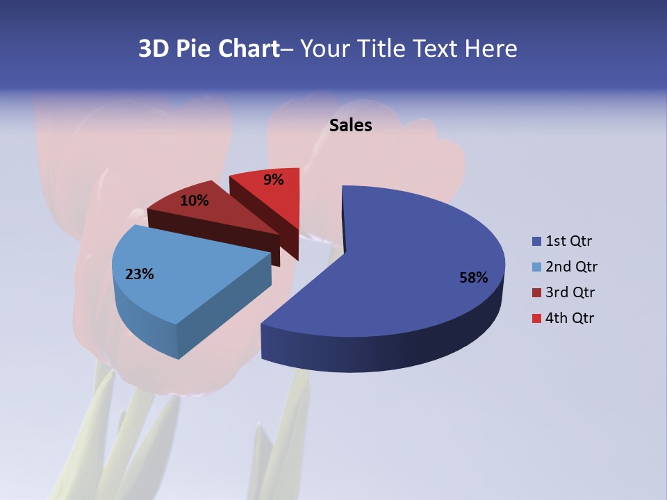 Image Of Red Tulips Against Vivid Blue PowerPoint Template