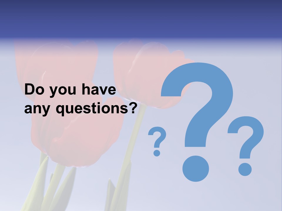 Image Of Red Tulips Against Vivid Blue PowerPoint Template