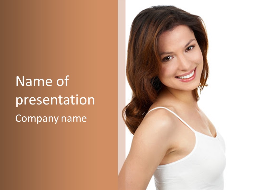 Beautiful Young Woman Face. Isolated Over White Background PowerPoint Template