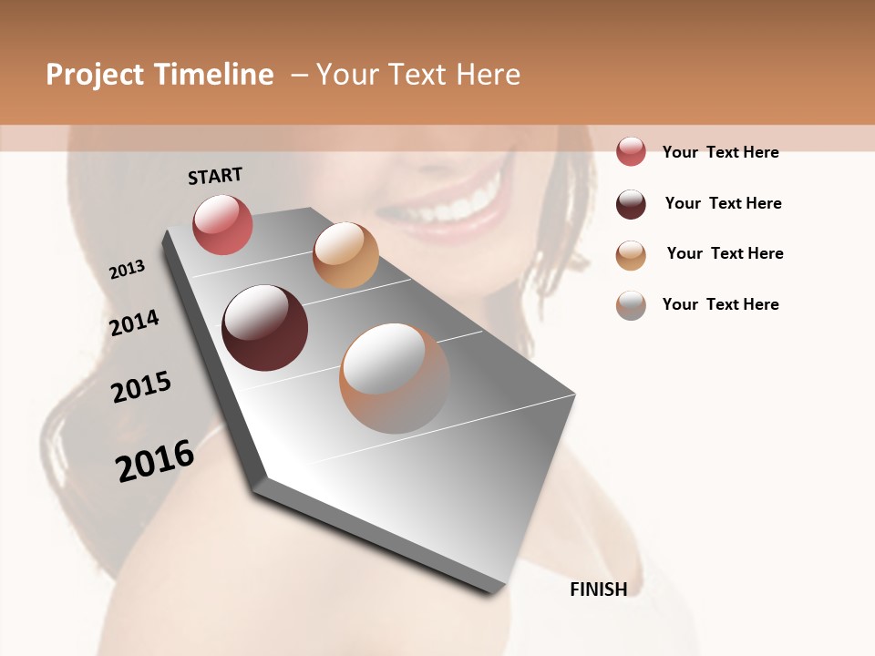 Beautiful Young Woman Face. Isolated Over White Background PowerPoint Template