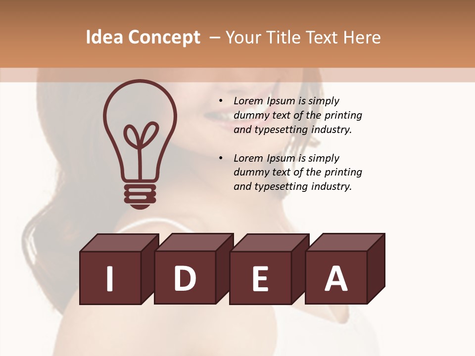 Beautiful Young Woman Face. Isolated Over White Background PowerPoint Template